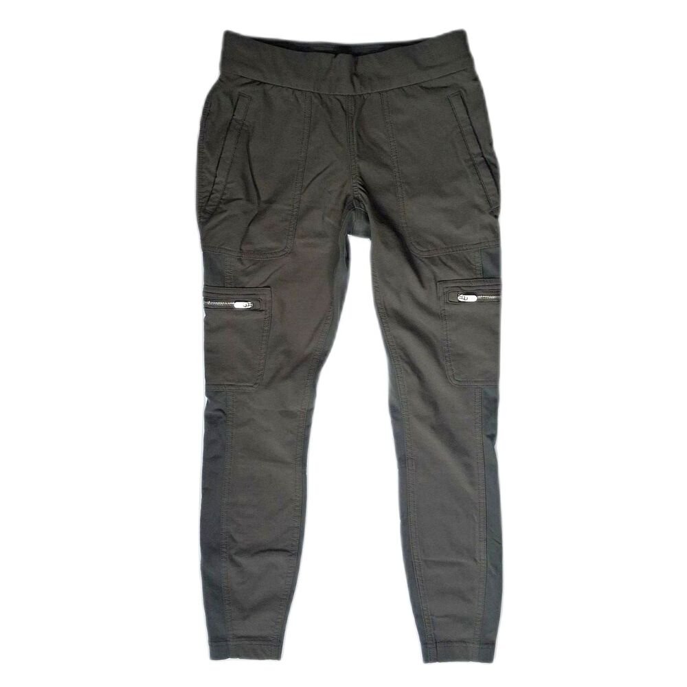 Athleta Olive Green Zip Cargo Jogger Pants Womens 4P Stretch Hiking Athleisure
